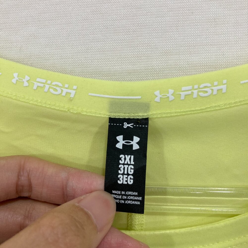 New Under Armour Mens 3XL Fish Elite Crew Long Sleeve Loose‎ Fit Lime Green - Picture 2 of 11
